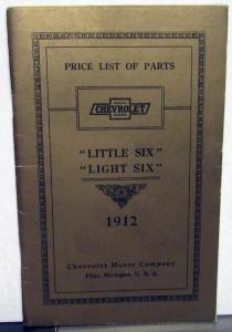 1912 Chevrolet Little Six Light Six Parts Price List Book Vintage Reproduction