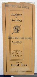 1913-1915 Ford Model T Starting Lighting Owners Instruction Manual Install Care
