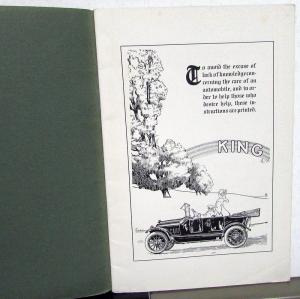 1915 King Model C Motor Car Owners Manual Care & Operation Instructions Original