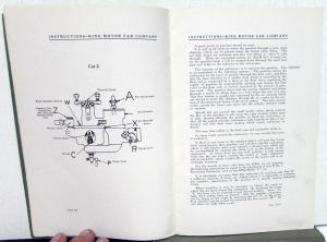 1915 King Model C Motor Car Owners Manual Care & Operation Instructions Original