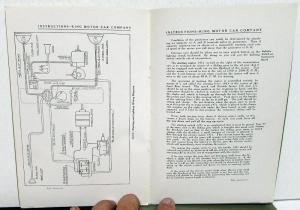 1915 King Model C Motor Car Owners Manual Care & Operation Instructions Original