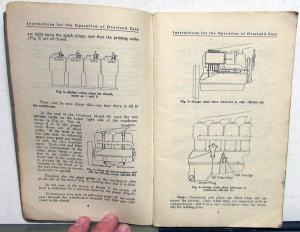 1913 Willys Overland Models 69 & 71 Owners Manual Care & Op Instructions Orig