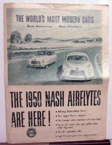 1950 Nash Ambassador Statesman Airflytes Green Tone XL Sales Folder Original