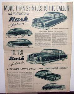 1950 Nash Ambassador Statesman Airflytes Green Tone XL Sales Folder Original