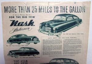 1950 Nash Ambassador Statesman Airflytes Green Tone XL Sales Folder Original