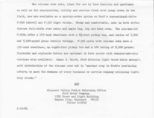 1965 Ford F-250 Light Truck Pickup Six Man Crew Cab Press Photo and Release 0061
