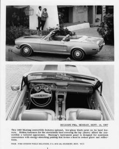 1968 Ford Mustang Convertible Exterior & Interior Press Rel Photo with Text 0084