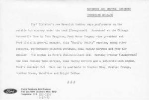 1970 Ford Maverick & Mustang Grabber Versions Press Photo and Release 0087