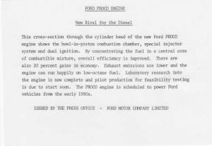 1981 Ford PROCO Engine Press Photo and Release 0088