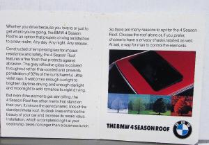 1987 BMW 4 Season Moon Sun Roof Option Brochure Display Card