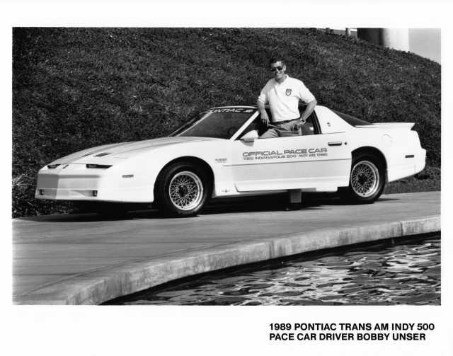 1989 Pontiac 20th Anniv Trans Am Indy 500 Pace Car Photo Poster 0031 Bobby Unser