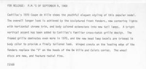 1970 Cadillac Coupe DeVille Press Photo and Release 0057
