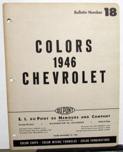 1946 Chevrolet DuPont Color Paint Chips Automotive Finishes Passenger Car