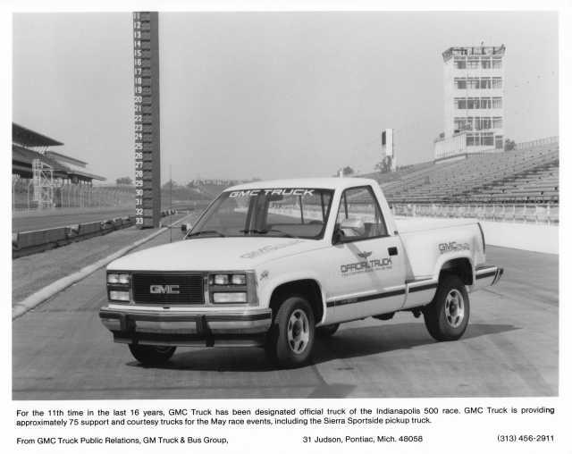 1989 GMC Sierra Sportside Pickup Indianapolis 500 Support Truck Press Photo 0035