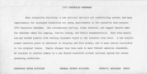 1972 Chevrolet Suburban Truck Press Photo and Release 0023