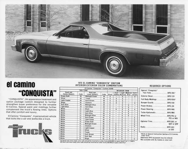 1973 Chevrolet El Camino Conquista Truck Press Photo 0024