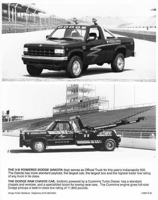 1991 Dodge Dakota and Ram Chassis Cab Indianapolis 500 Press Photo 0040