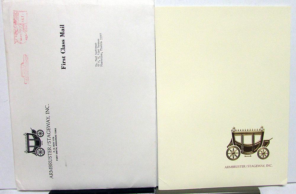 1977 Armbruster Stageway Dealer Sales Brochure W/Folder Six Door Limo Cadillac