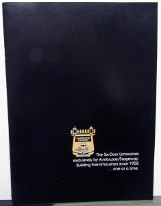 1977 Armbruster Stageway Dealer Sales Brochure W/Folder Six Door Limo Cadillac