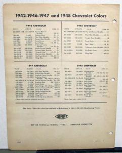 1949 Chevrolet DuPont Color Paint Chips Auto Finishes Original With Codes