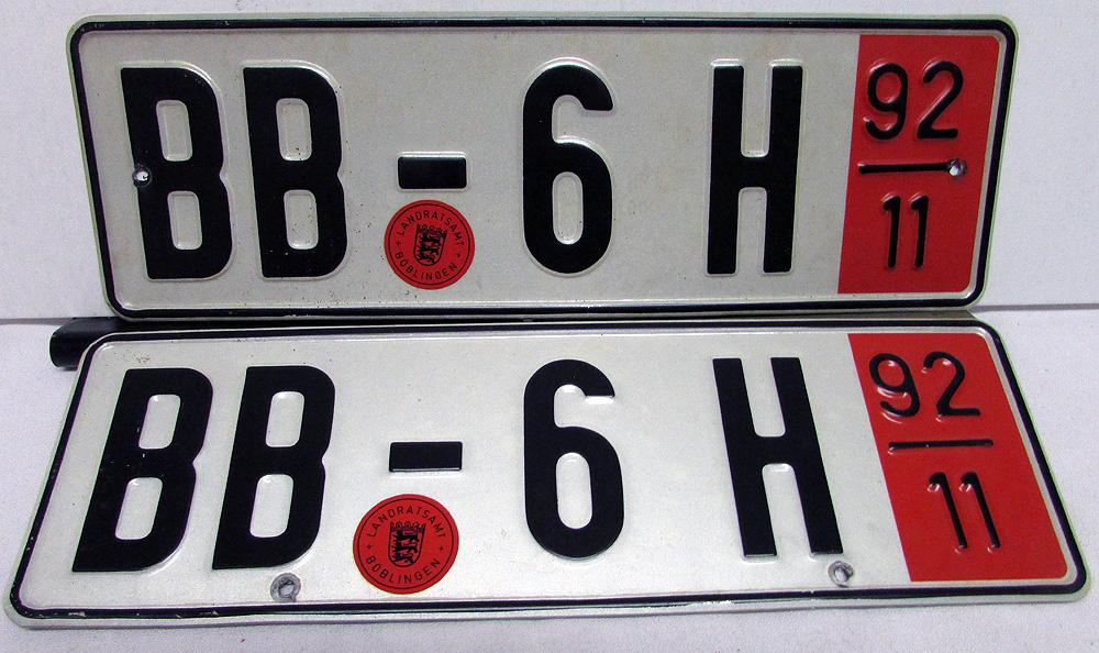 German License Plate Landratsamt Boblingen Plate Pair 13.75 X 4.5