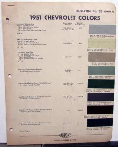 1951 Chevrolet Color Paint Chips Automotive Finishes Leaflets