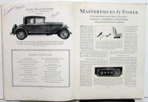 1929 Buick Master Six Models 20s 40s 50s Prestige Sales Brochure Original
