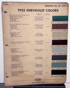 1952 Chevrolet DuPont Color Paint Chips Automotive Finishes Car & Truck Original