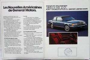 1983 Buick Century Limited Coupe French Brochure Printed in Belgium Original