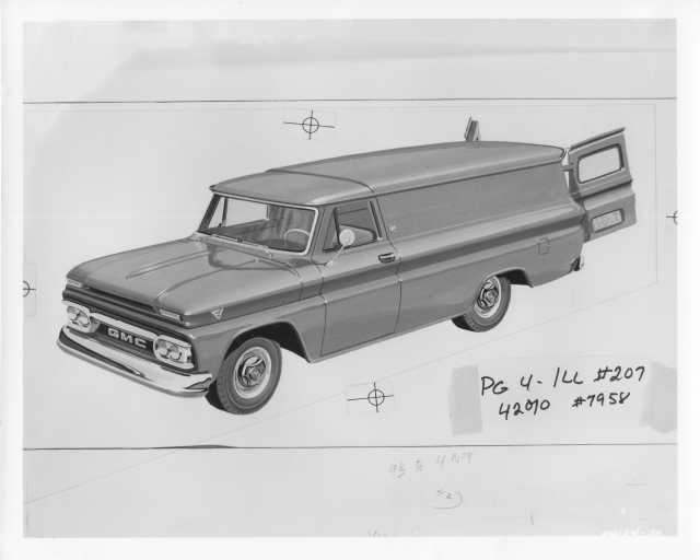 1964 GMC Suburban Carryall Panel Truck Factory Press Photo 0013