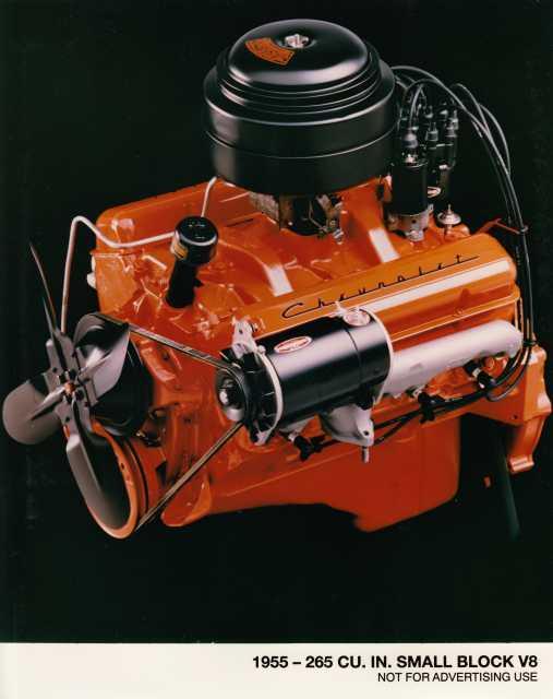 1955 Chevrolet 265 Cu In V8 Engine Color Press Photo 0119