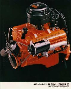 1955 Chevrolet 265 Cu In V8 Engine Color Press Photo 0119