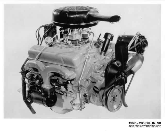 1957 Chevrolet 283 Cu In V8 Engine Press Photo 0107