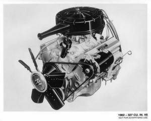 1962 Chevrolet 327 Cu In V8 Engine Press Photo 0108