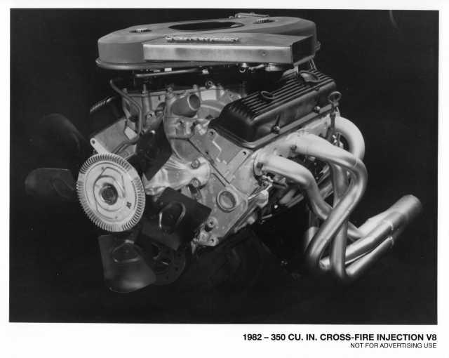 1982 Chevrolet 350 Cu In Cross-Fire Injection V8 Engine Press Photo 0112