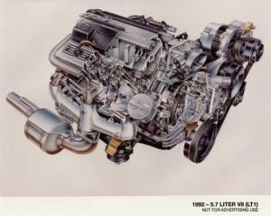 1992 Chevrolet 5.7 Liter V8 LT1 Engine Color Cutaway Illus Press Photo 0114