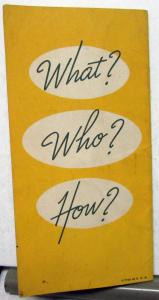 1939 Chevrolet Dealer Sales Training Pocket Booklet Brochure What Who How
