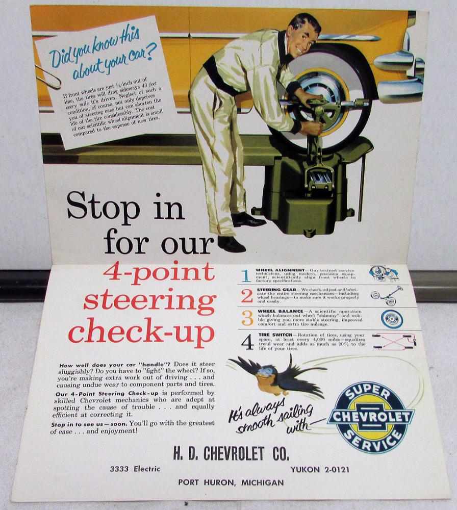 1954 Chevrolet Dealer Service Reminder Sale Brochure Mailer