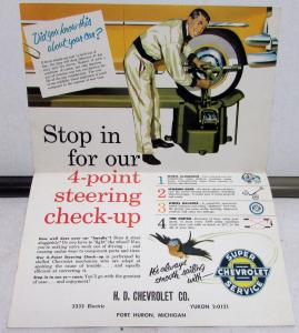 1954 Chevrolet Dealer Service Reminder Sale Brochure Mailer Steering Check-up