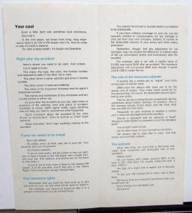 1971 1972 Volkswagen Brochure Listing Information for after a Car  Accident