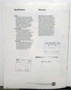 1972 Volkswagen Full Line Sales Brochure Beetle Karmann Ghia Campmobile Type 3
