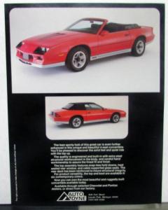1982 Chevrolet Camaro Custom Convertible Conversion By Auto Dyne Leaflet
