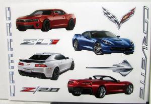 2014 Chevrolet Camaro & Corvette Auto Show Handout Card W/Specs & Stickers