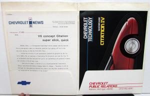 1984 Chevrolet Citation IV Concept Car Press Kit V6 Experimental Media Release