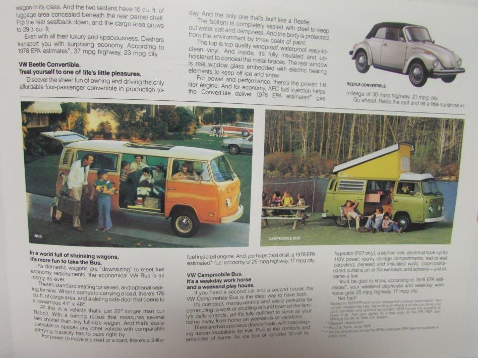 1979 Volkswagen Sales Brochure Beetle Campmobile Van Rabbit Dasher and Scirocco