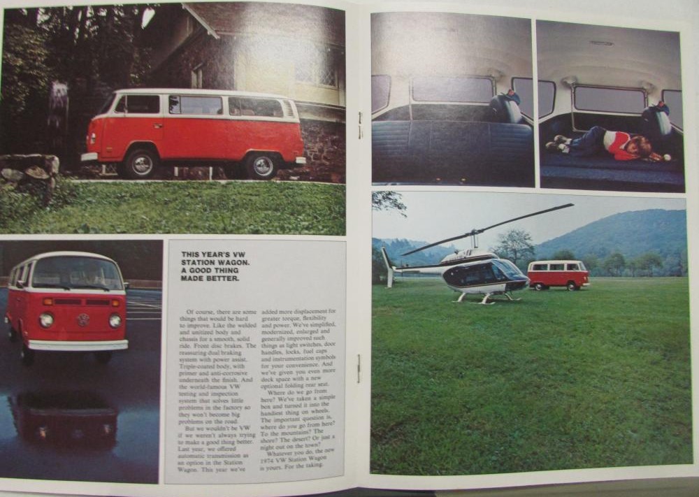 1974 Volkswagen Sales Brochure Station Wagon & Campmobile Van