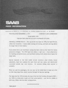 1978 Saab 99 GLE Press Photo and Release 0019