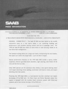 1978 Saab 99 EMS Press Photo and Release 0020