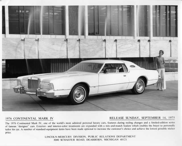 1976 Lincoln Continental Mark IV Press Photo 0048