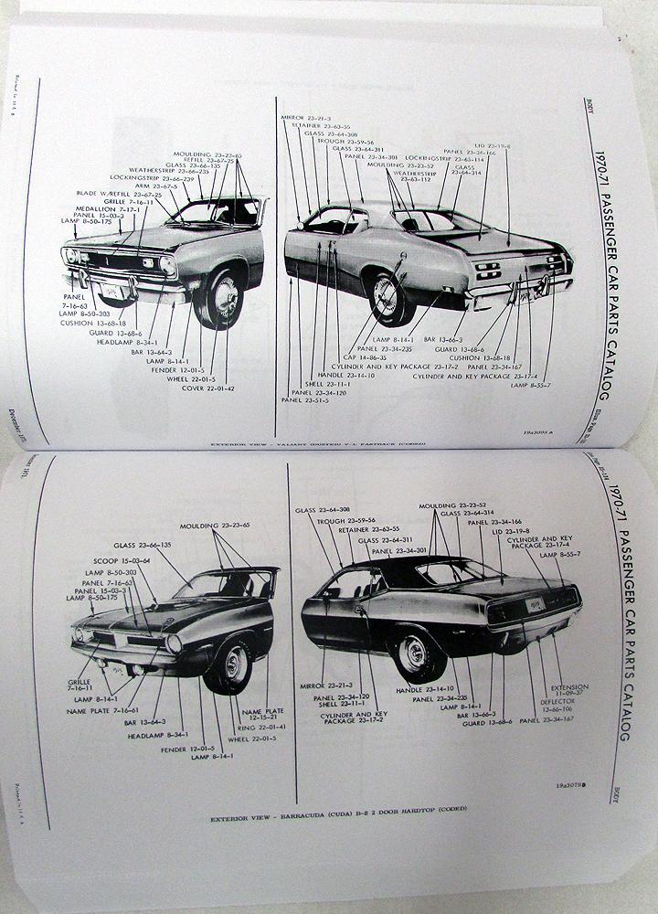 1970 1971 Mopar Parts Book Plymouth Dodge Cuda Challenger GTX Road Runner Repro
